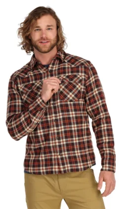 Fishing Shirt Simms Santee Flannel Maghoany & Tan Camp Plaid -Simms Shop fishing shirt simms santee flannel maghoany tan camp plaid.3
