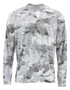 SolarFlex Crewneck Prints Simms Cloud Camo Grey