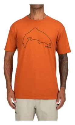 T-Shirt Simms Trout Outline Adobe Heather -Simms Shop t shirt simms trout outline adobe heather.2