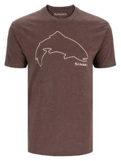 T-Shirt Simms Trout Outline Brown Heather