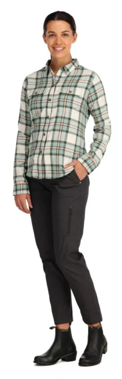 Women's Fishing Shirt Simms Santee Flannel Seafoam Camp Plaid -Simms Shop women s fishing shirt simms santee flannel seafoam camp plaid.2