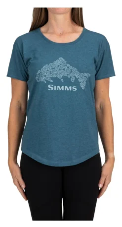 Women's T-Shirt Simms Floral Trout Steel Blue Heather -Simms Shop women s t shirt simms floral trout steel blue heather.2